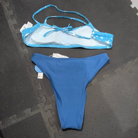 Cupshe 4th of July Starlight Cross Back Bralette Extra Cheeky High Waist Bikini - Picture 6 of 13